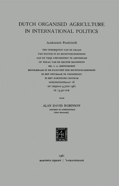 Produktbild: Dutch Organised Agriculture in International Politics
