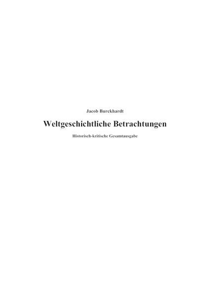 Produktbild: Weltgeschichtliche Betrachtungen