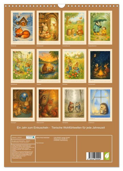 Produktbild: Ein Jahr zum Einkuscheln - Tierische Wohlf&uuml;hlwelten f&uuml;r jede Jahreszeit (Wandkalender 2026 DIN A3 hoch), CALVENDO Monatskalender