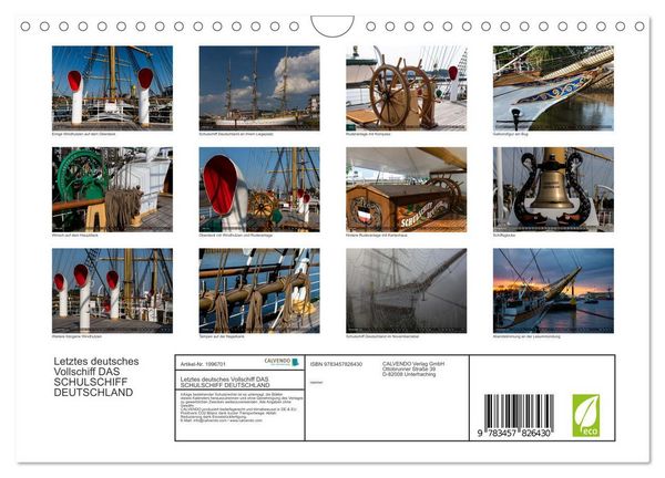 Produktbild: Letztes deutsches Vollschiff DAS SCHULSCHIFF DEUTSCHLAND (Wandkalender 2026 DIN A4 quer), CALVENDO Monatskalender