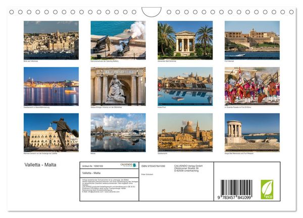 Produktbild: Valletta - Malta (Wandkalender 2026 DIN A4 quer), CALVENDO Monatskalender