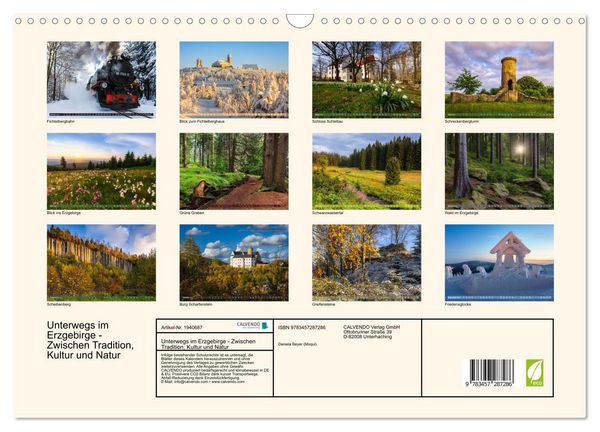 Produktbild: Unterwegs im Erzgebirge - Zwischen Tradition, Kultur und Natur (Wandkalender 2026 DIN A3 quer), CALVENDO Monatskalender