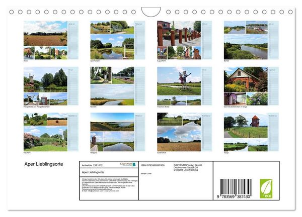 Produktbild: Aper Lieblingsorte (Wandkalender 2027 DIN A4 quer), CALVENDO Monatskalender
