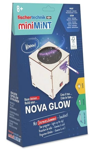 Produktbild: Fischertechnik 579987 - miniMINT, Nova Glow, Sternenhimmel-Projektor, Technik-Holzbausatz ab 8 Jahren