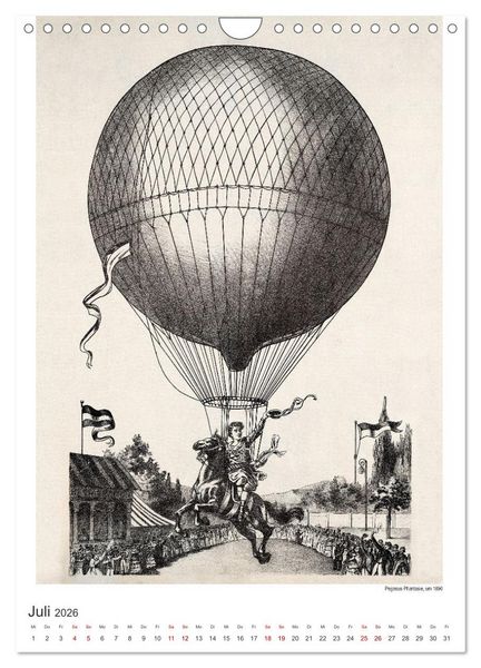 Produktbild: Ballonfahren Kalender (Wandkalender 2026 DIN A4 hoch), CALVENDO Monatskalender