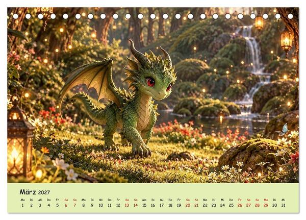 Produktbild: Kleine Fantasiedrachen und ihre Abenteuer (Tischkalender 2027 DIN A5 quer), CALVENDO Monatskalender