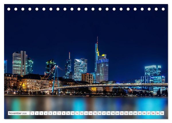 Produktbild: Frankfurt am Main - at night (Tischkalender 2026 DIN A5 quer), CALVENDO Monatskalender