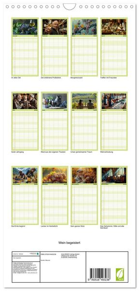Produktbild: Familienplaner 2026 - Wein begeistert mit 5 Spalten (Wandkalender, 21 x 45 cm) CALVENDO