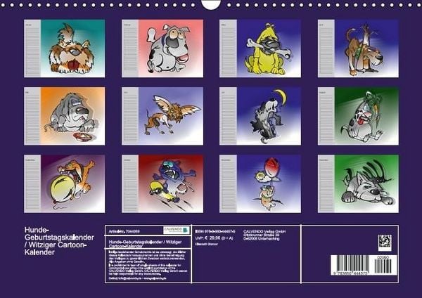 Produktbild: Hunde-Geburtstagskalender / Witziger Cartoon-Kalender (Wandkalender immerw&auml;hrend DIN A3 quer)