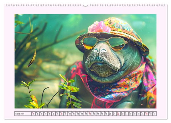 Produktbild: Modische Manatees. Charmante Seek&uuml;he mit Stil (hochwertiger Premium Wandkalender 2026 DIN A2 quer), Kunstdruck in Hochglanz
