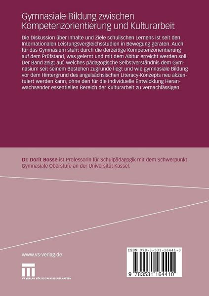 Produktbild: Gymnasiale Bildung zwischen Kompetenzorientierung und Kulturarbeit