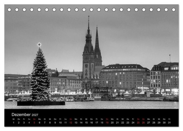 Produktbild: Hamburg monochrome Impressionen (Tischkalender 2027 DIN A5 quer), CALVENDO Monatskalender
