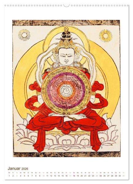 Produktbild: Mit Buddha durchs Jahr: historische Zeichnungen (hochwertiger Premium Wandkalender 2026 DIN A2 hoch), Kunstdruck in Hochglanz