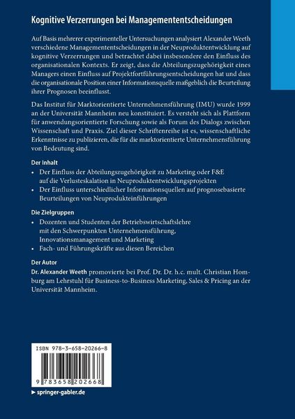 Produktbild: Kognitive Verzerrungen bei Managemententscheidungen