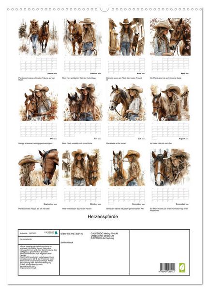 Produktbild: Herzenspferde (Wandkalender 2026 DIN A2 hoch), CALVENDO Monatskalender