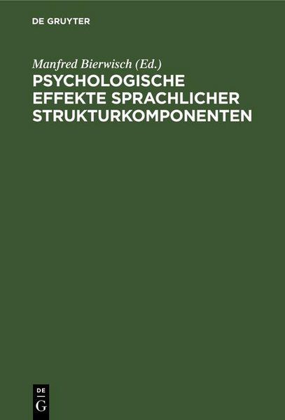 Produktbild: Psychologische Effekte sprachlicher Strukturkomponenten