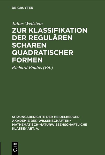 Produktbild: Zur Klassifikation der regul&auml;ren Scharen quadratischer Formen