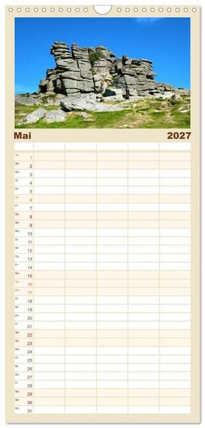 Produktbild: Familienplaner 2027 - S&uuml;dengland - Mystische Steinkreise und Dartmoor mit 5 Spalten (Wandkalender, 21 x 45 cm) CALVENDO