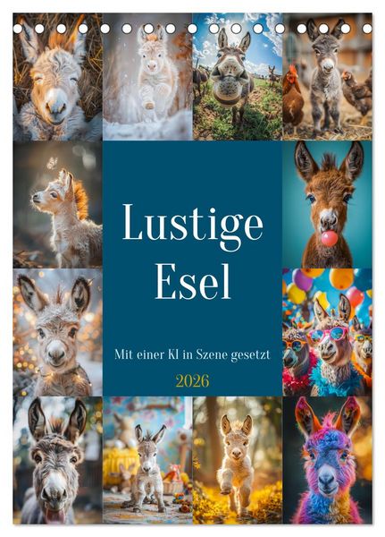 Lustige Esel (Tischkalender 2026 DIN A5 hoch), CALVENDO Monatskalender