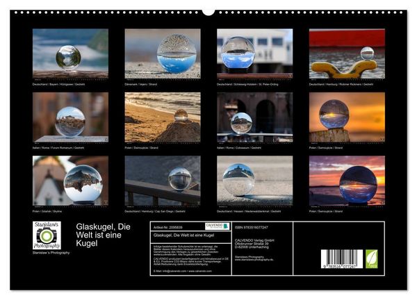 Produktbild: Glaskugel, Die Welt ist eine Kugel (hochwertiger Premium Wandkalender 2026 DIN A2 quer), Kunstdruck in Hochglanz