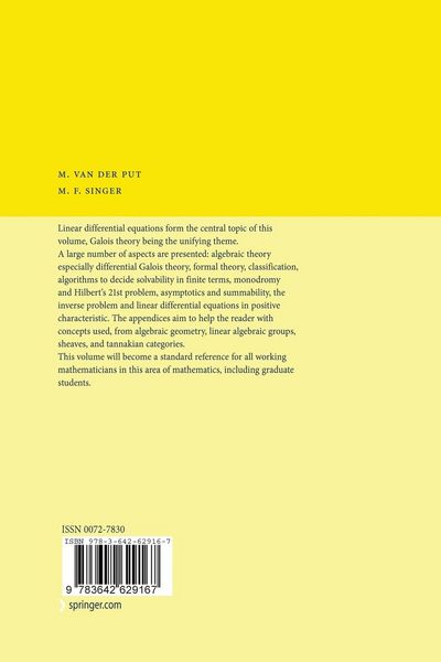 Produktbild: Galois Theory of Linear Differential Equations