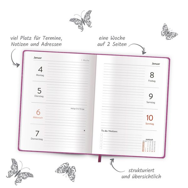 Produktbild: TR&Ouml;TSCH - Taschenkalender A6 Soft Touch Schmetterlinge 2027