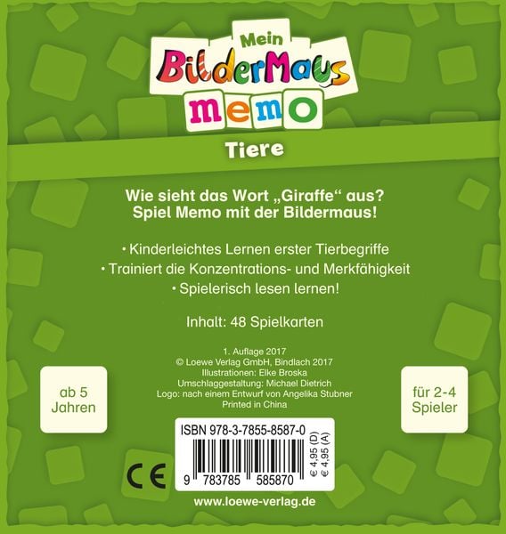 Produktbild: Mein Bildermaus-Memo - Tiere