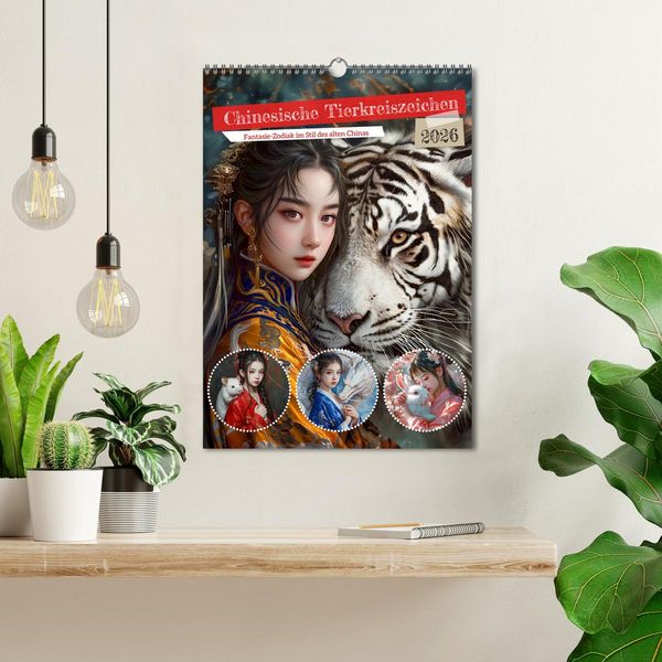 Produktbild: Chinesische Tierkreiszeichen - Fantasie-Zodiak im Stil des alten Chinas (Wandkalender 2026 DIN A3 hoch), CALVENDO Monatskalender