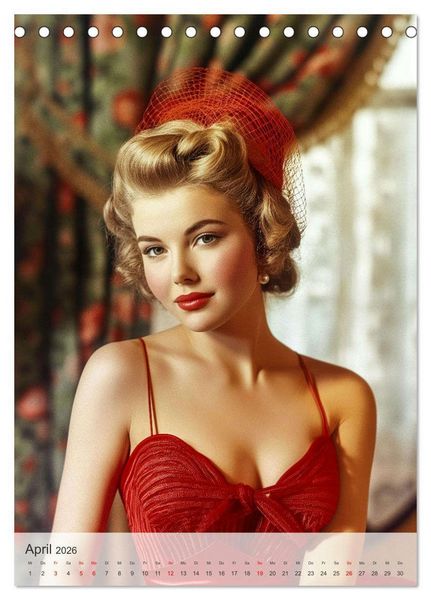 Produktbild: Retro PinUp Girls (Tischkalender 2026 DIN A5 hoch), CALVENDO Monatskalender