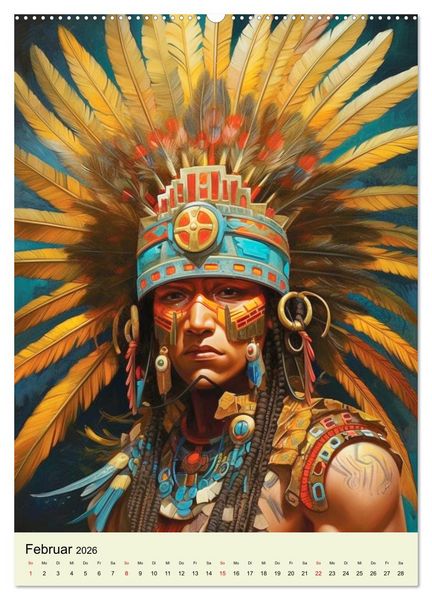 Produktbild: Fantasy-Azteken. Mesoamerikanische Krieger einer Hochkultur (hochwertiger Premium Wandkalender 2026 DIN A2 hoch), Kunstdruck in Hochglanz