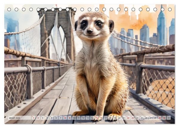 Produktbild: Suricates &agrave; New York (Calendrier de bureau 2026 DIN A5 vertical), CALVENDO calendrier mensuel