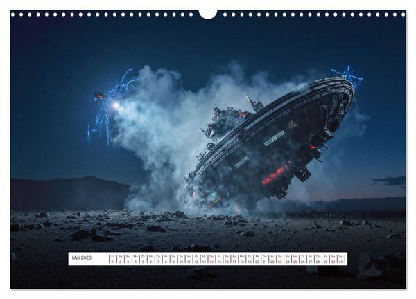 Produktbild: Fliegende Untertasse - Die gro&szlig;e Fantasiereise (Wandkalender 2026 DIN A3 quer), CALVENDO Monatskalender