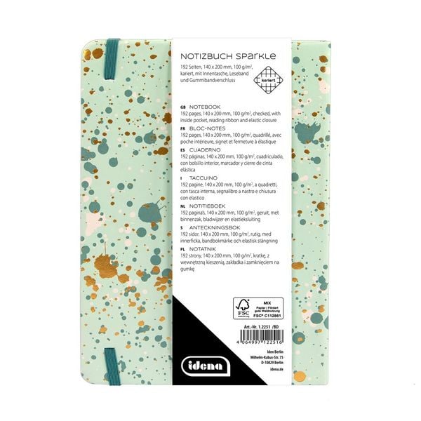 Produktbild: Idena Notizbuch Sparkle 100g/m&sup2; kariert mint 14x20cm