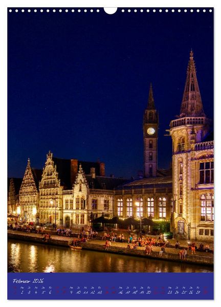 Produktbild: D&auml;mmerung in Gent und Br&uuml;gge (Wandkalender 2026 DIN A3 hoch), CALVENDO Monatskalender