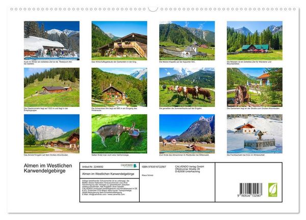 Produktbild: Almen im Westlichen Karwendelgebirge (hochwertiger Premium Wandkalender 2026 DIN A2 quer), Kunstdruck in Hochglanz