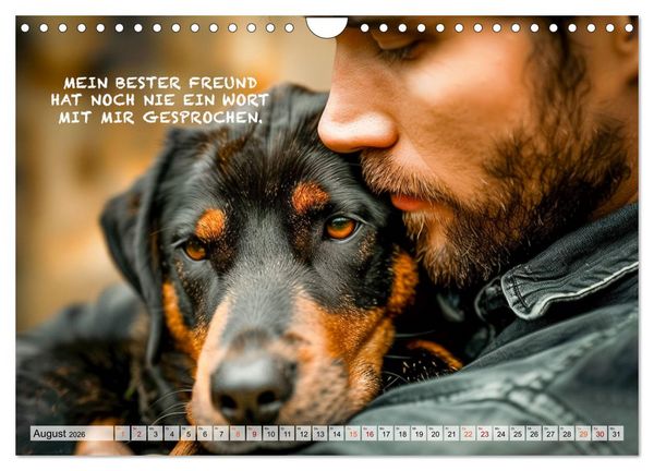 Produktbild: Hunde und ber&uuml;hrende Spr&uuml;che (Wandkalender 2026 DIN A4 quer), CALVENDO Monatskalender