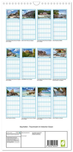Produktbild: Familienplaner 2026 - Seychellen - Trauminseln im Indischen Ozean mit 5 Spalten (Wandkalender, 21 x 45 cm) CALVENDO