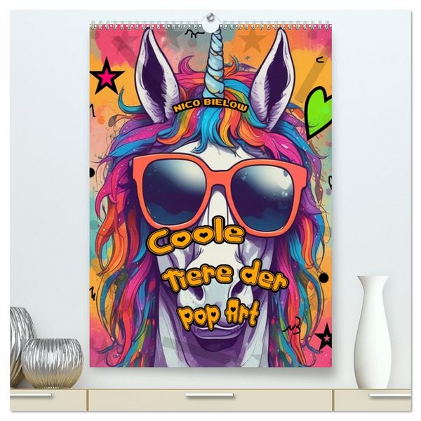 Produktbild: Coole Tiere der Pop Art (hochwertiger Premium Wandkalender 2026 DIN A2 hoch), Kunstdruck in Hochglanz