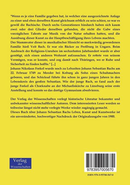 Produktbild: &Uuml;ber Johann Sebastian Bachs Leben, Kunst und Kunstwerke