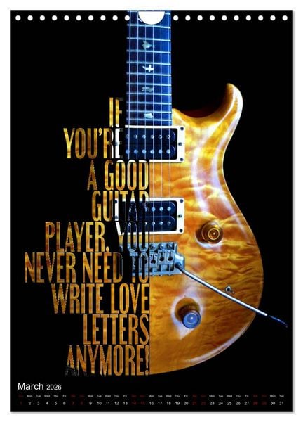 Produktbild: Rock Guitar Beauties (Wall Calendar 2026 DIN A4 portrait), CALVENDO 12 Month Wall Calendar