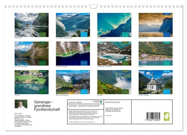 Produktbild: Geiranger - grandiose Fjordlandschaft (Wandkalender 2026 DIN A3 quer), CALVENDO Monatskalender