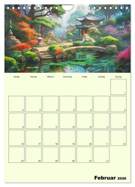 Produktbild: Im japanischen Garten. Zauberhafte Illustrationen (Wandkalender 2026 DIN A4 hoch), CALVENDO Monatskalender