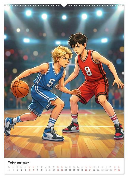 Produktbild: Level Up &ndash; Basketballhelden (Wandkalender 2027 DIN A2 hoch), CALVENDO Monatskalender