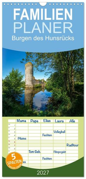 Produktbild: Familienplaner 2027 - Burgen des Hunsr&uuml;cks mit 5 Spalten (Wandkalender, 21 x 45 cm) CALVENDO
