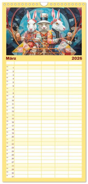 Produktbild: Familienplaner 2026 - Zirkusfantasien - Bezaubernd fremdartig mit 5 Spalten (Wandkalender, 21 x 45 cm) CALVENDO