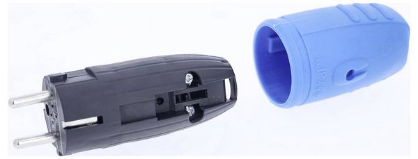 Produktbild: AS Schwabe 62401 Schutzkontaktstecker Gummi 230V Blau IP44