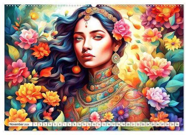 Produktbild: Ladies in a sea of flowers (Wall Calendar 2026 DIN A2 landscape), CALVENDO 12 Month Wall Calendar