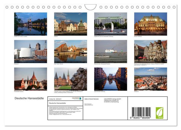 Produktbild: Deutsche Hansest&auml;dte (Wandkalender 2026 DIN A4 quer), CALVENDO Monatskalender