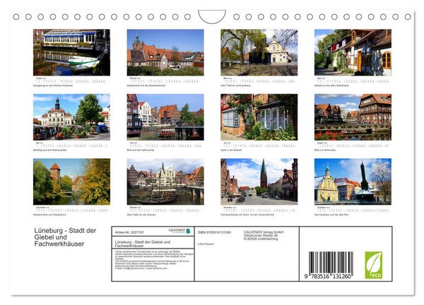 Produktbild: L&uuml;neburg - Stadt der Giebel und Fachwerkh&auml;user (Wandkalender 2026 DIN A4 quer), CALVENDO Monatskalender