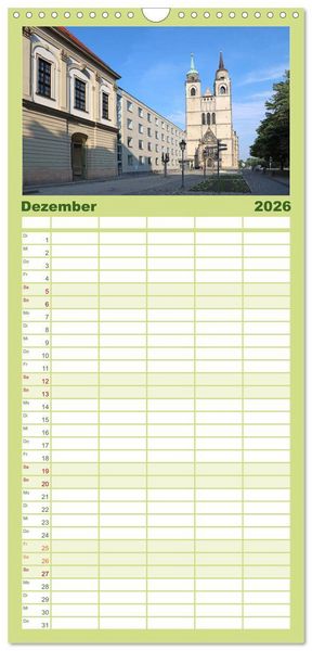 Produktbild: Familienplaner 2026 - Magdeburger Ansichten mit 5 Spalten (Wandkalender, 21 x 45 cm) CALVENDO